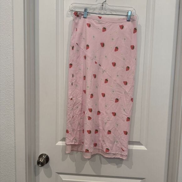 RARE For Love & Lemons Strawberry Daisy Midi Skirt Size M - Picture 3 of 6